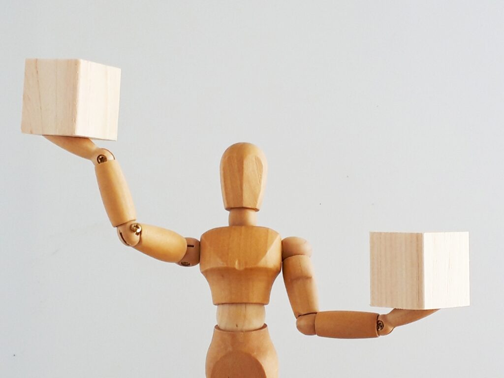 比較している人形